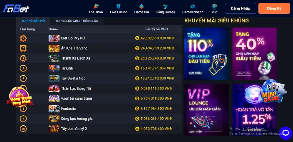 Các phương thức nạp tiền five886